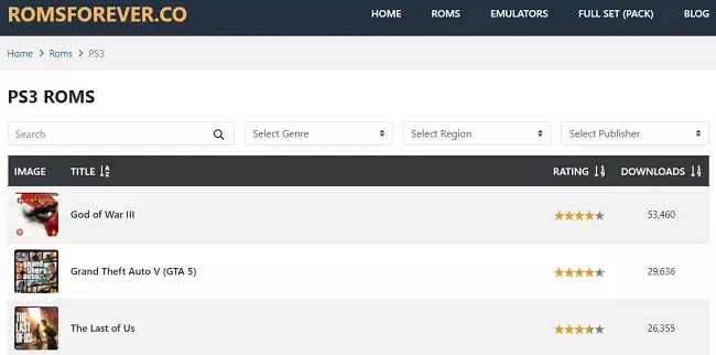 موقع ROMSFOREVER تحميل ألعاب مجانًا بلايستيشن 3 