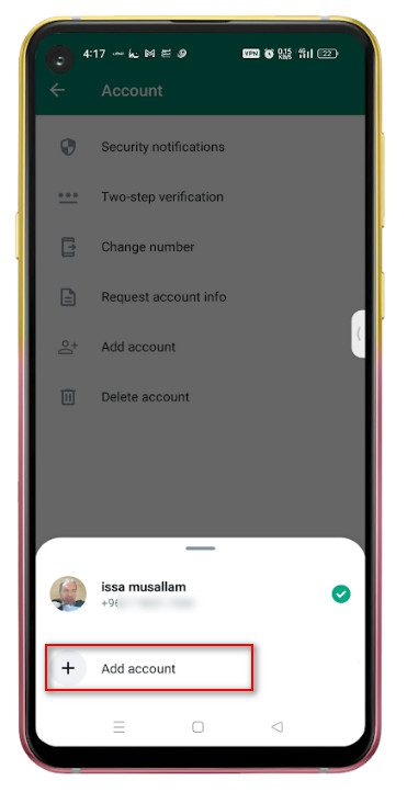 اضافة رقم هاتف ثاني للواتساب